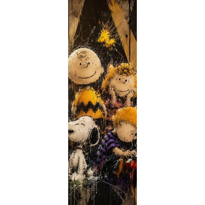 Aluminiumbild Beliebte Cartoon Figuren im Street Art Stil Panorama Hoch