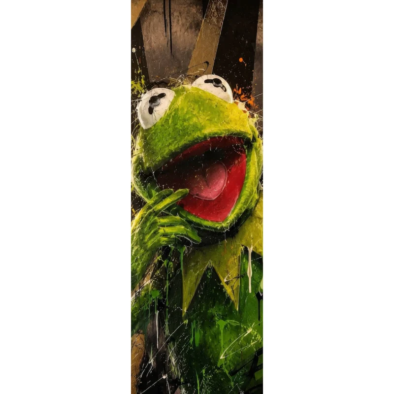 Aluminiumbild gebürstet Modern Art Frosch im Street Art Stil Panorama Hoch
