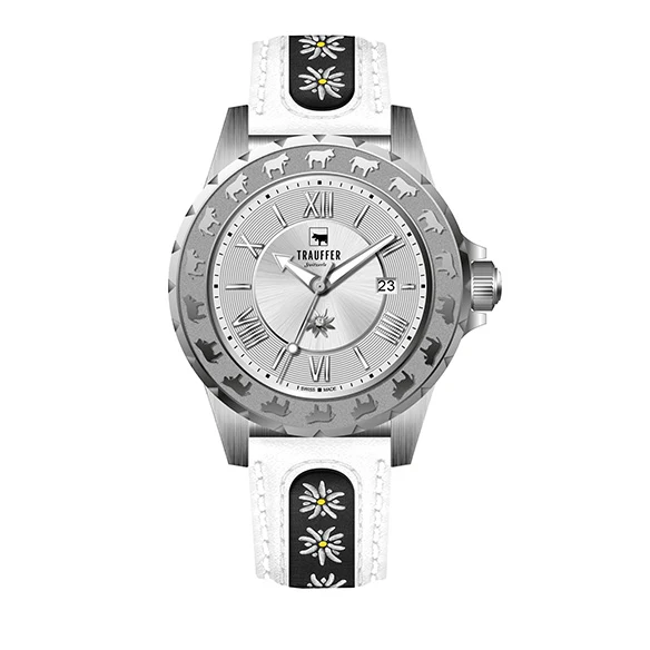 3 Zeiger Edelweiss Stahl Weiss 34mm