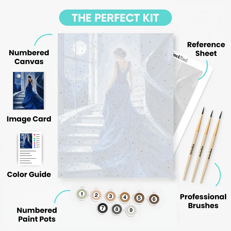 Sapphire Gown Staircase - Paint by Numbers Kit