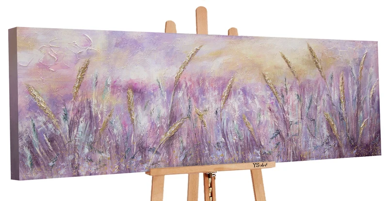Handgemalte landschaft malerei "Morgentau" 150x50cm