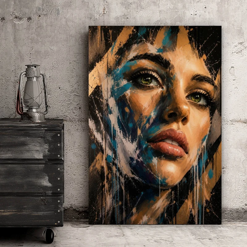 Leinwandbild Modernes Porträt im Street Art Stil Hochformat
