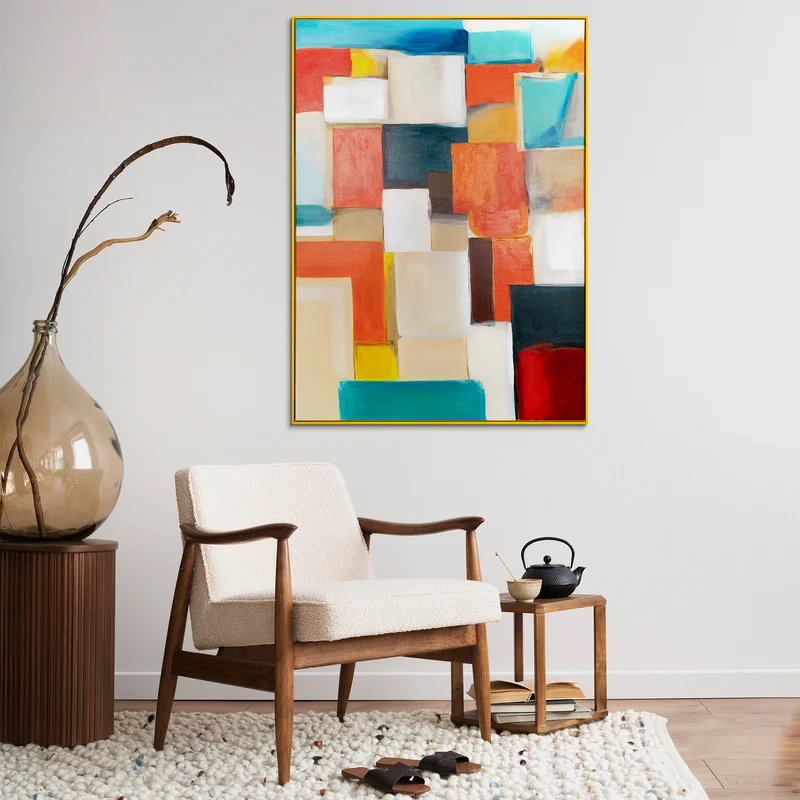 Rahmen Acrylgemälde Moderne Wanddekoration Wohnzimmer "Geometrische Illusion"