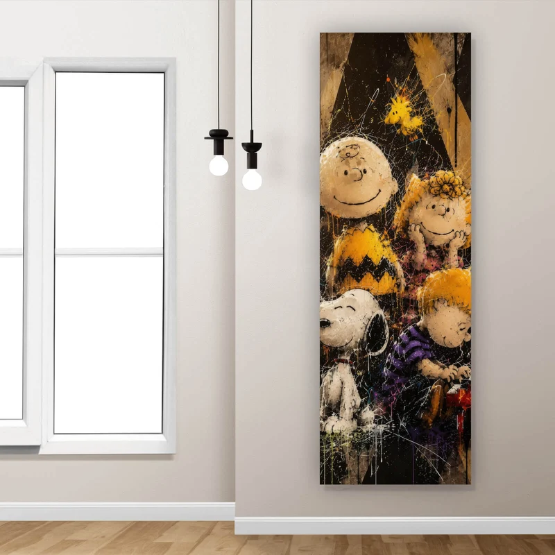 Spannrahmenbild Beliebte Cartoon Figuren im Street Art Stil Panorama Hoch