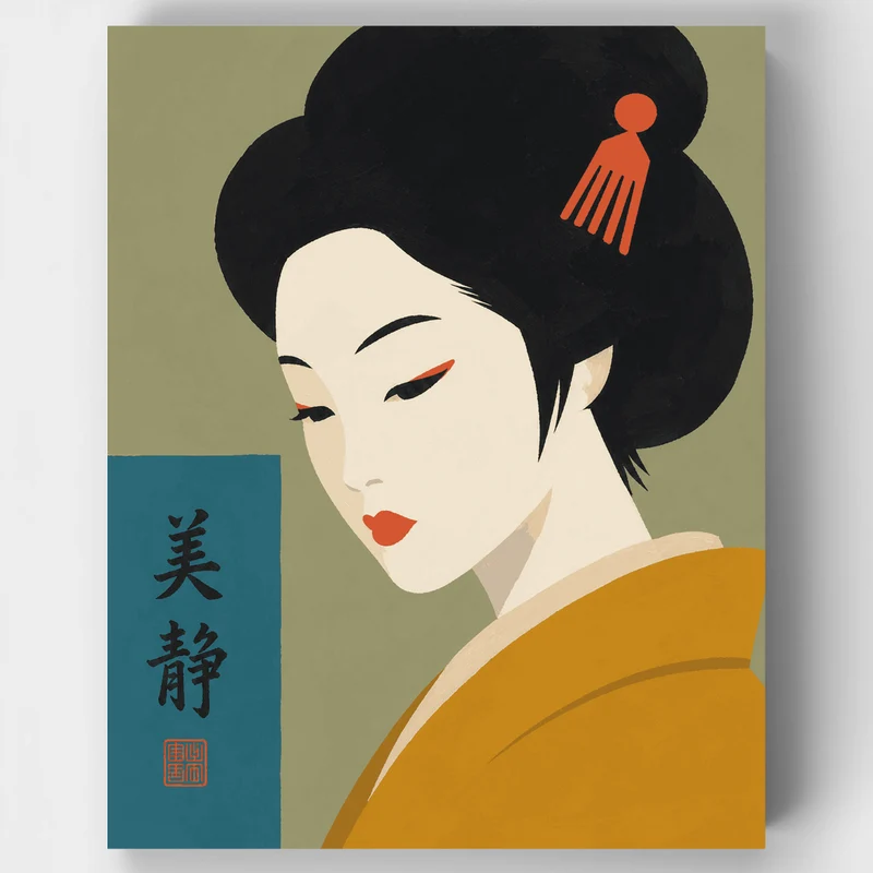 Coral Hair Ornament Geisha - Paint by Numbers Kit