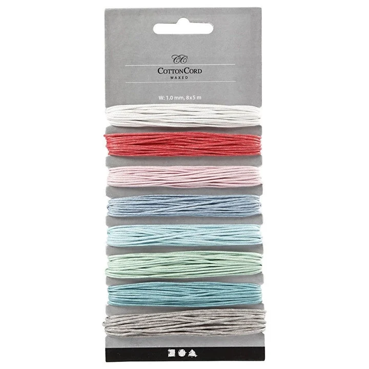 Cotton Cord, Waxed, Set of 8