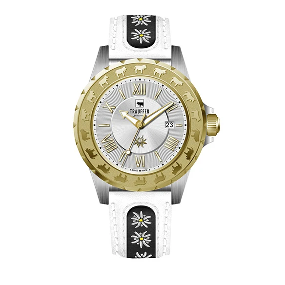 3 Zeiger Edelweiss Gold Weiss 34mm
