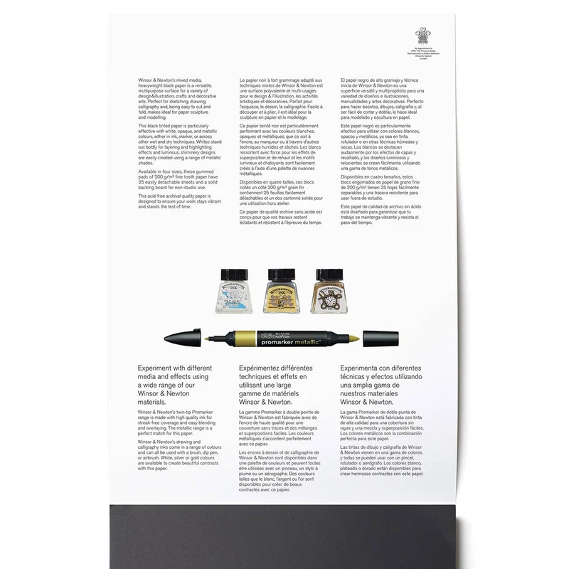 Winsor & Newton - Mixed Media Pad Black Paper- 200gsm - A4