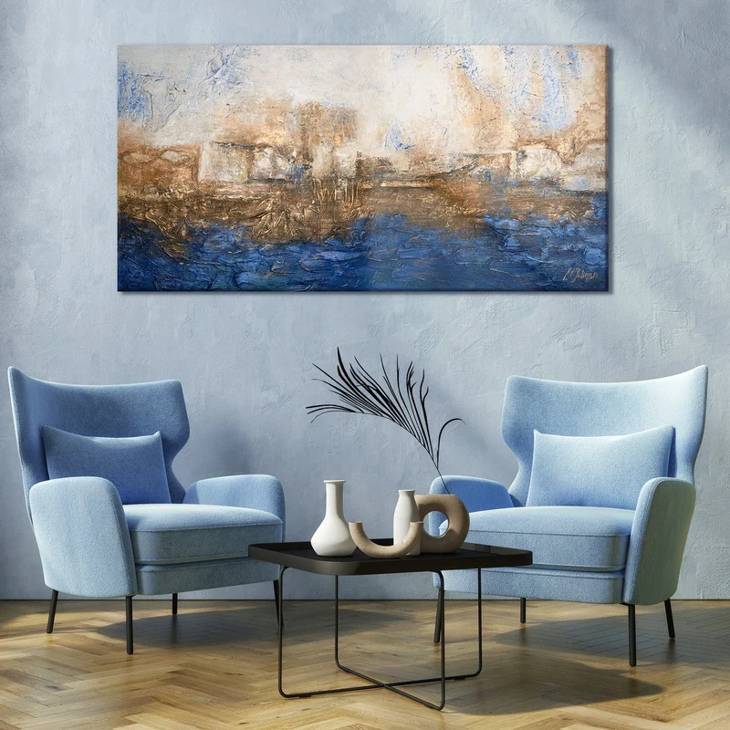 Abstrakte handgemalte acrylbilder auf leinwand "Ultramarin"