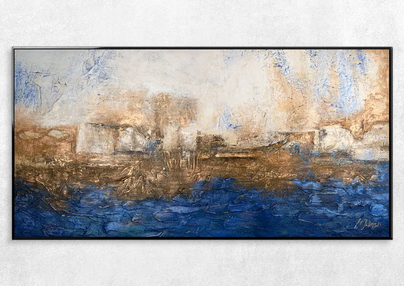 Abstrakte handgemalte acrylbilder auf leinwand "Ultramarin"