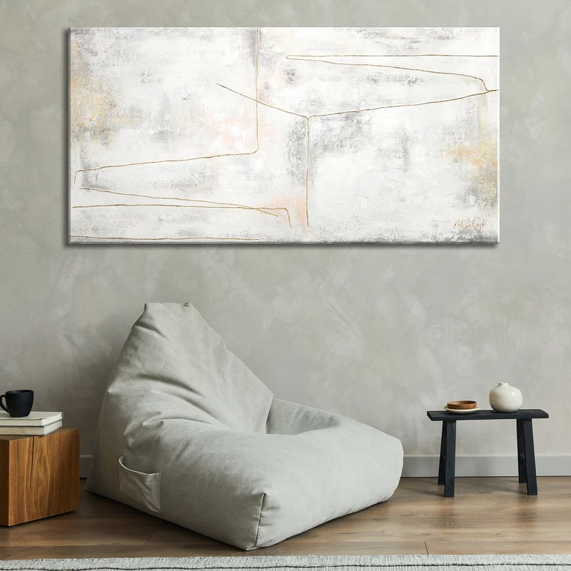 Handgemalte acrylbilder auf leinwand "goldene Schleife"