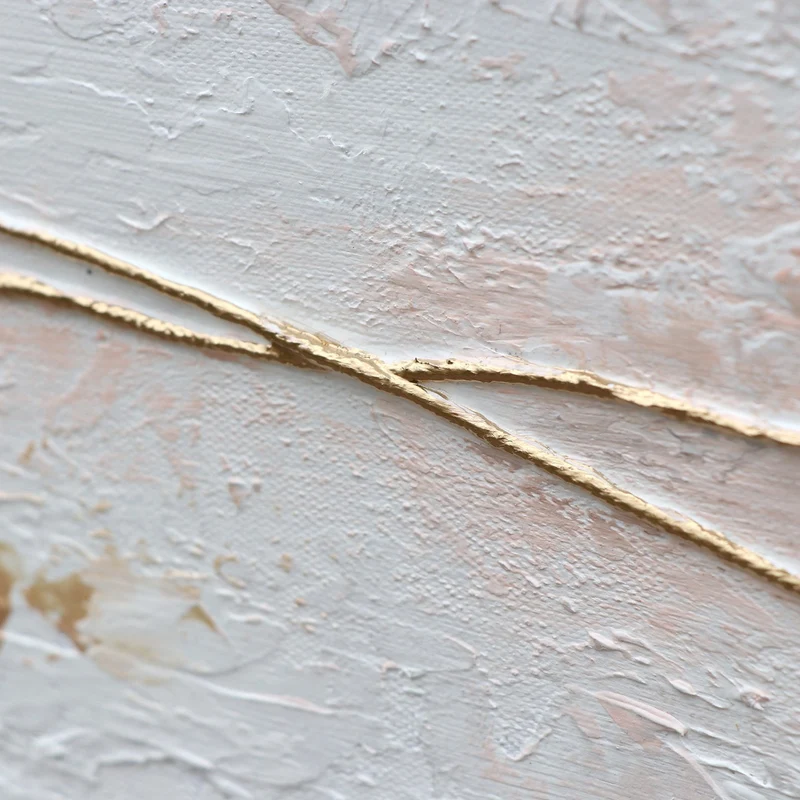 Handgemalte acrylbilder auf leinwand "goldene Schleife"