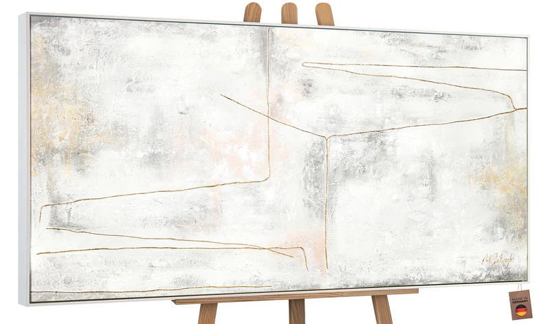Handgemalte acrylbilder auf leinwand "goldene Schleife"