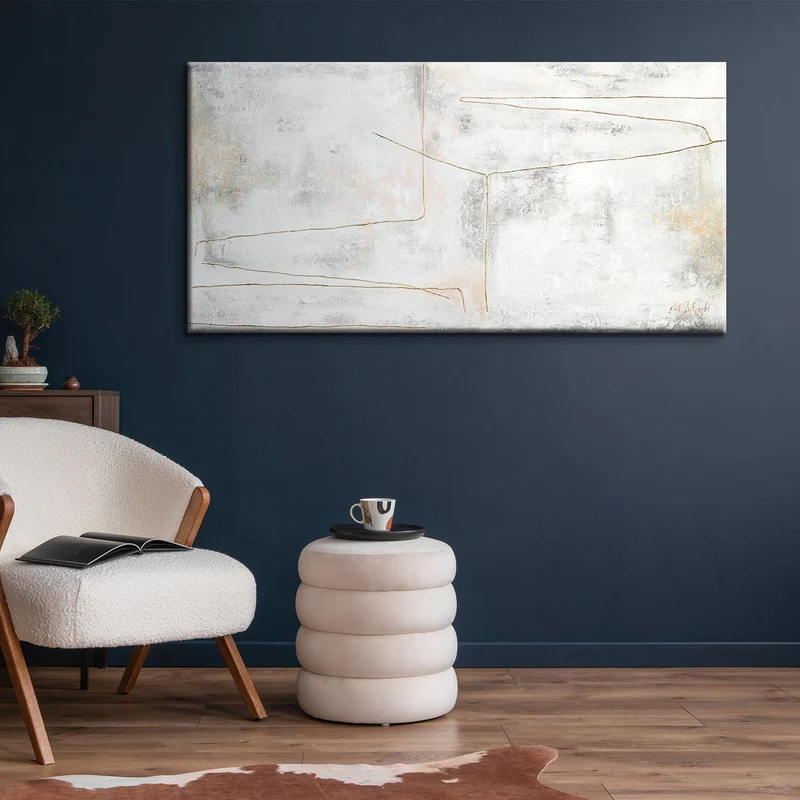 Handgemalte acrylbilder auf leinwand "goldene Schleife"