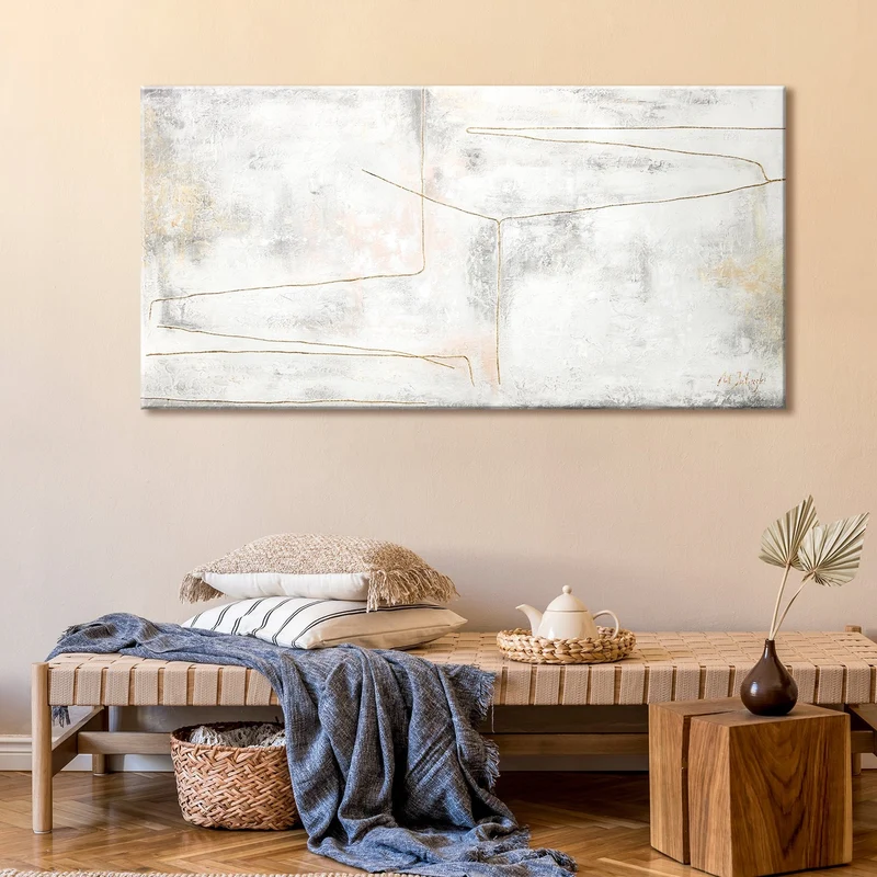 Handgemalte acrylbilder auf leinwand "goldene Schleife"