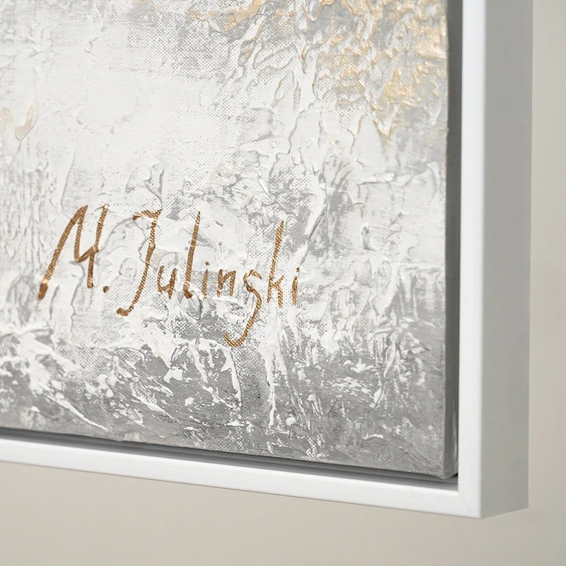 Handgemalte acrylbilder auf leinwand "goldene Schleife"