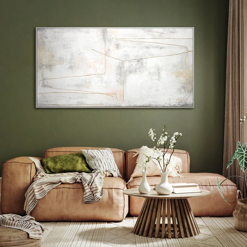 Handgemalte acrylbilder auf leinwand "goldene Schleife"