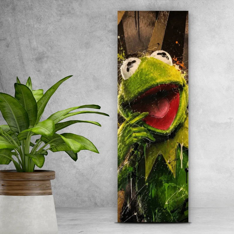 Poster Modern Art Frosch im Street Art Stil Panorama Hoch