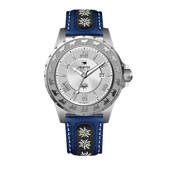 3 Zeiger Edelweiss Stahl Blau 34mm