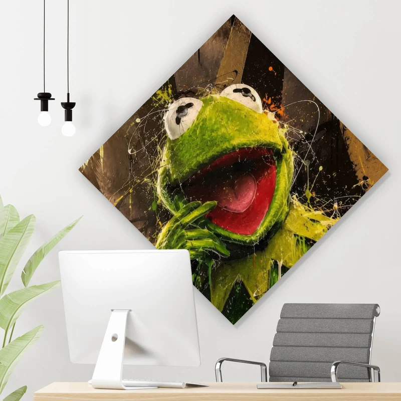 Acrylglasbild Modern Art Frosch im Street Art Stil Raute