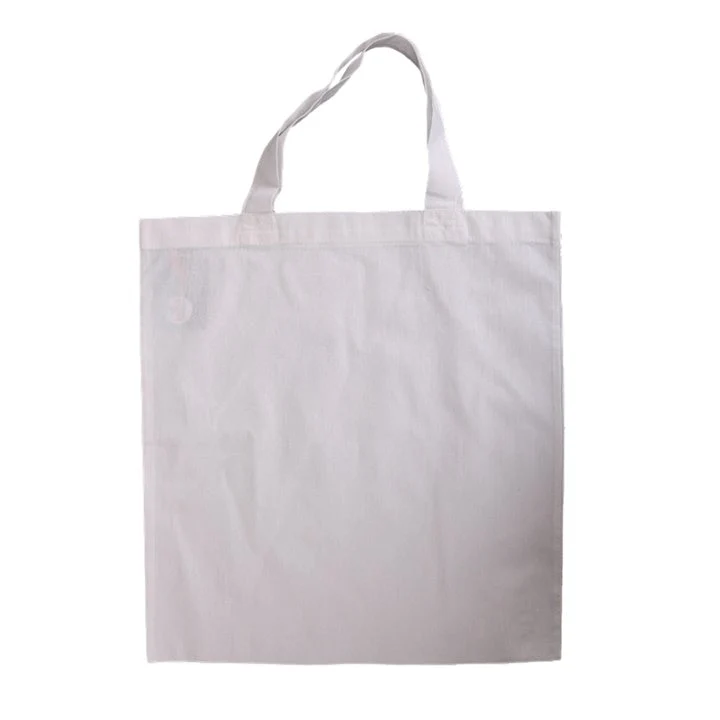Cotton Bag with Short Handle, White, 38 x 42 cm