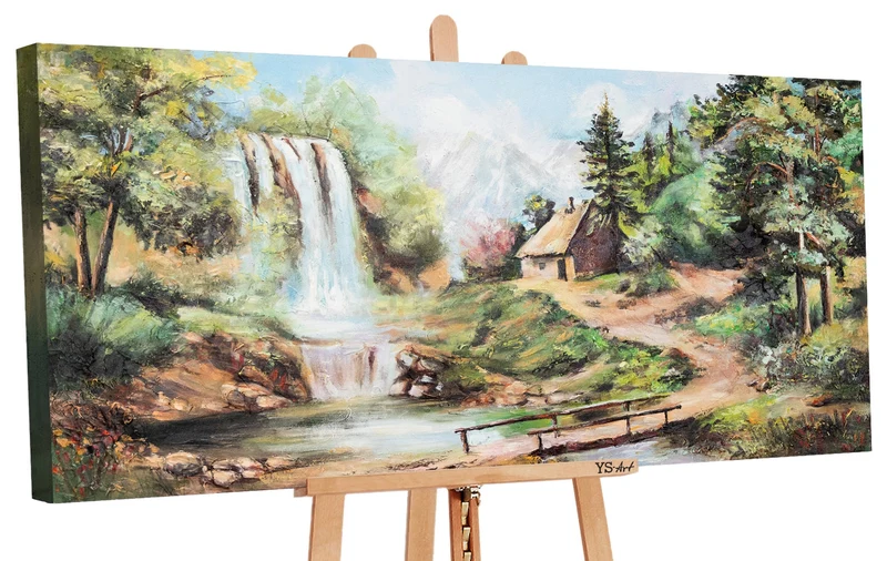Abstrakte handgemalte acrylbilder auf leinwand "Wasserfall"