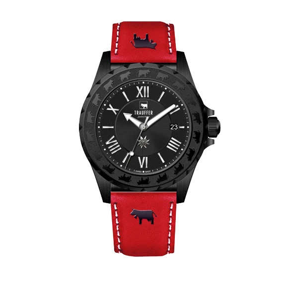 Blackcollection Damen Schwarz Rot 34mm
