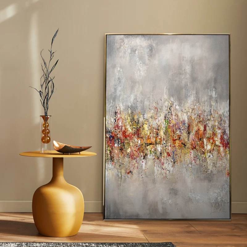 Handgemalte Acrylbilder auf Leinwand mit Rahmen "Heller Horizont"