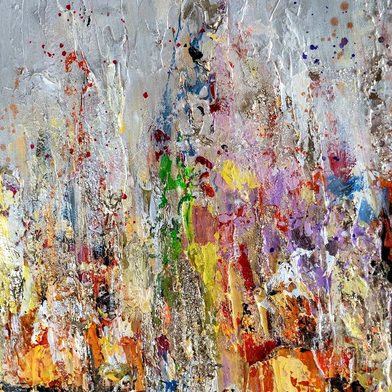Handgemalte Acrylbilder auf Leinwand mit Rahmen "Heller Horizont"