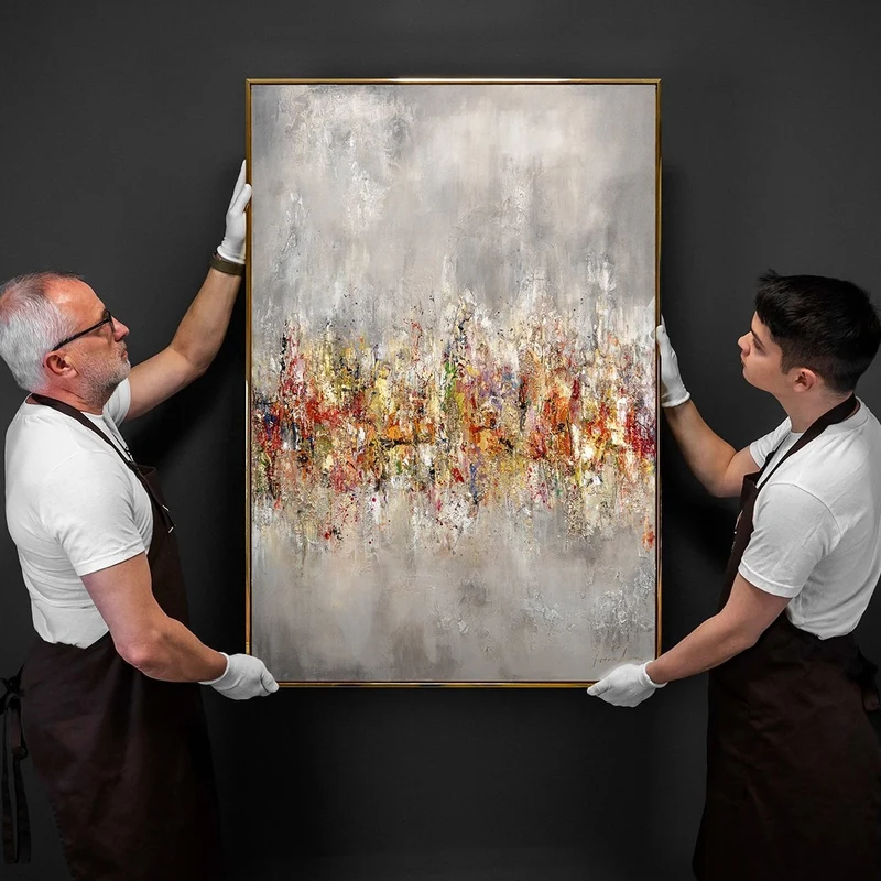 Handgemalte Acrylbilder auf Leinwand mit Rahmen "Heller Horizont"