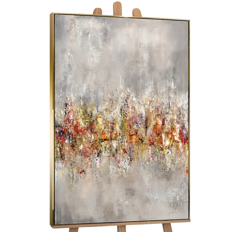 Handgemalte Acrylbilder auf Leinwand mit Rahmen "Heller Horizont"