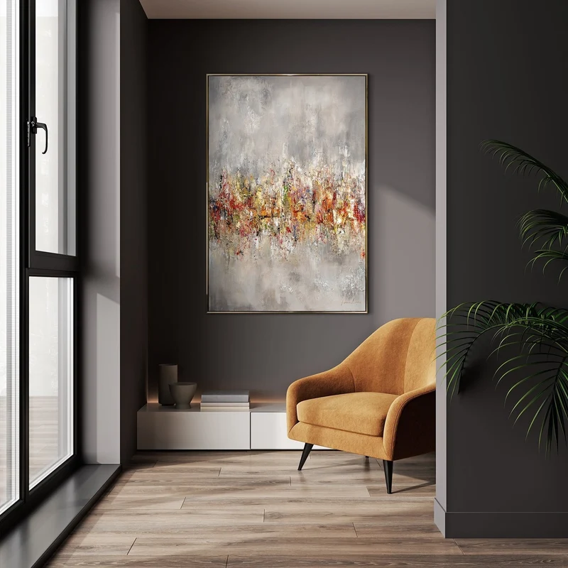 Handgemalte Acrylbilder auf Leinwand mit Rahmen "Heller Horizont"
