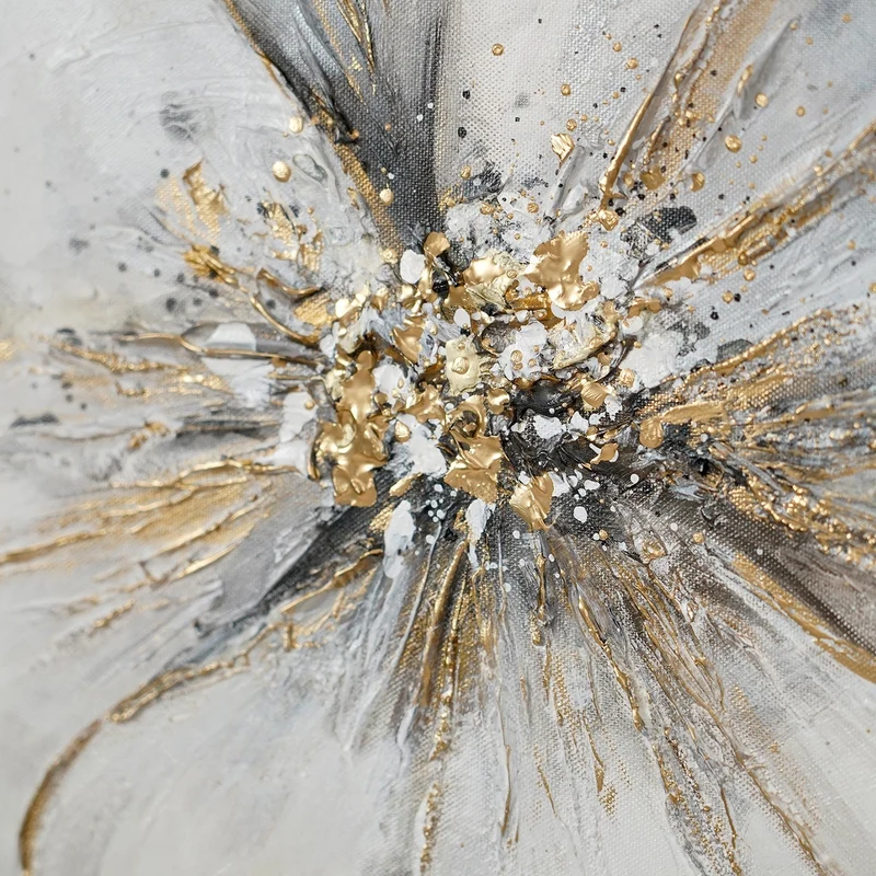 Handgemachte Acrylbilder mit rahmen "Goldene Blüten"