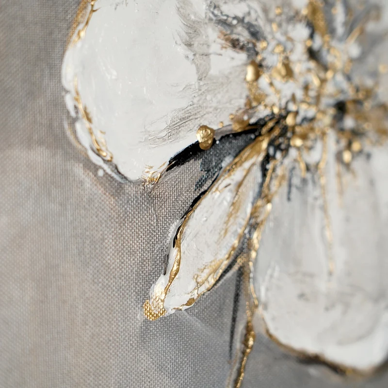 Handgemachte Acrylbilder mit rahmen "Goldene Blüten"