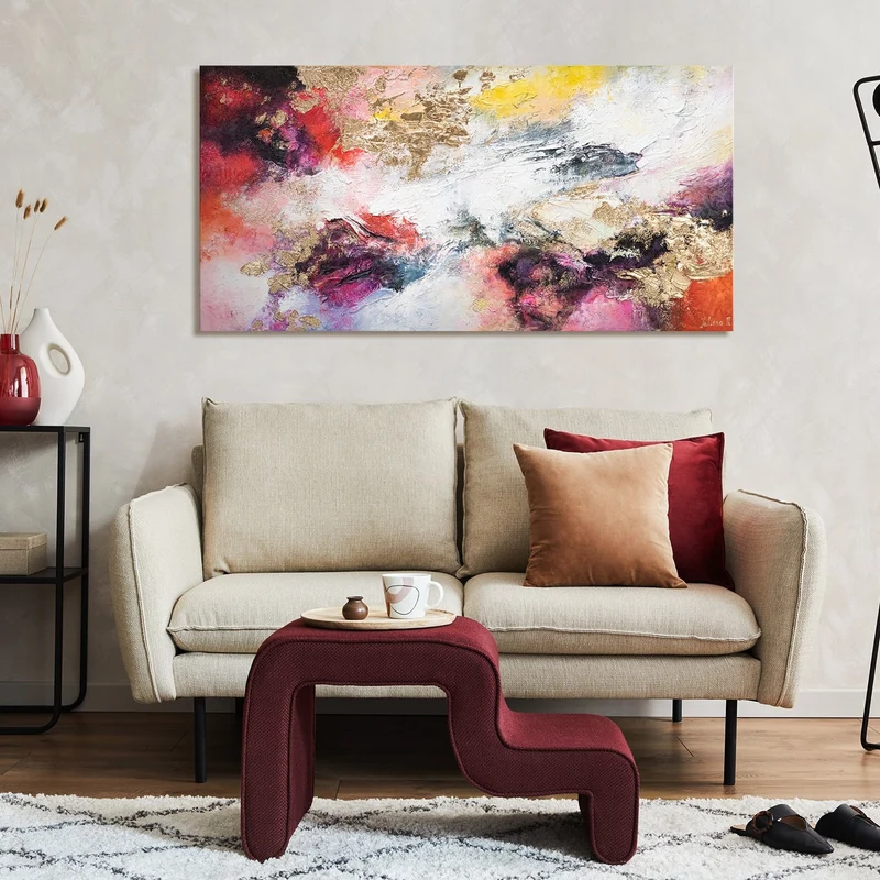 Acrylgemälde auf leinwand, gemälde mit rahmen "Heller Garten"