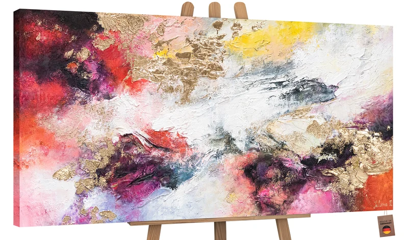 Acrylgemälde auf leinwand, gemälde mit rahmen "Heller Garten"