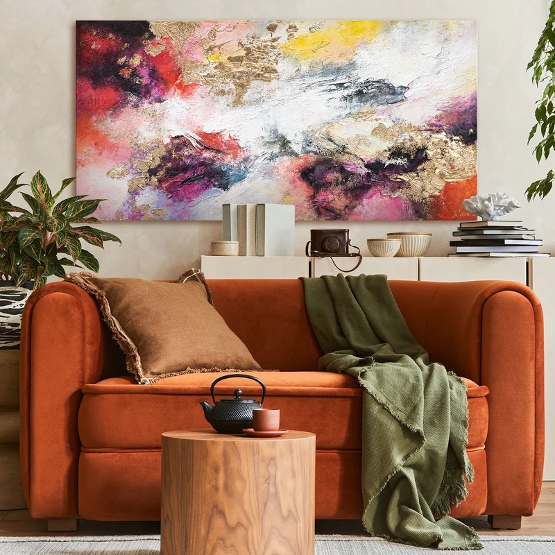 Acrylgemälde auf leinwand, gemälde mit rahmen "Heller Garten"