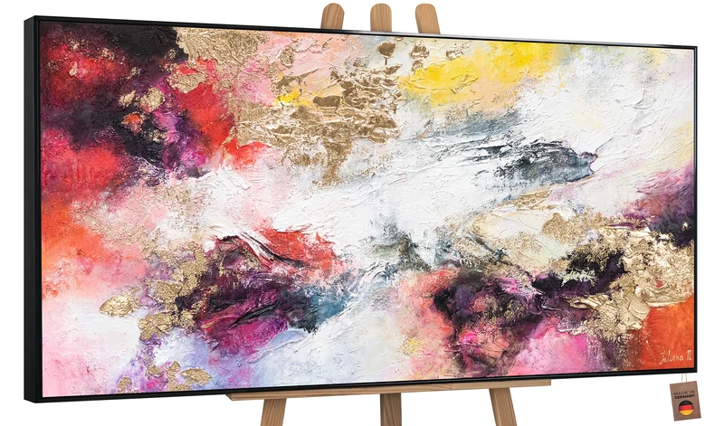 Acrylgemälde auf leinwand, gemälde mit rahmen "Heller Garten"