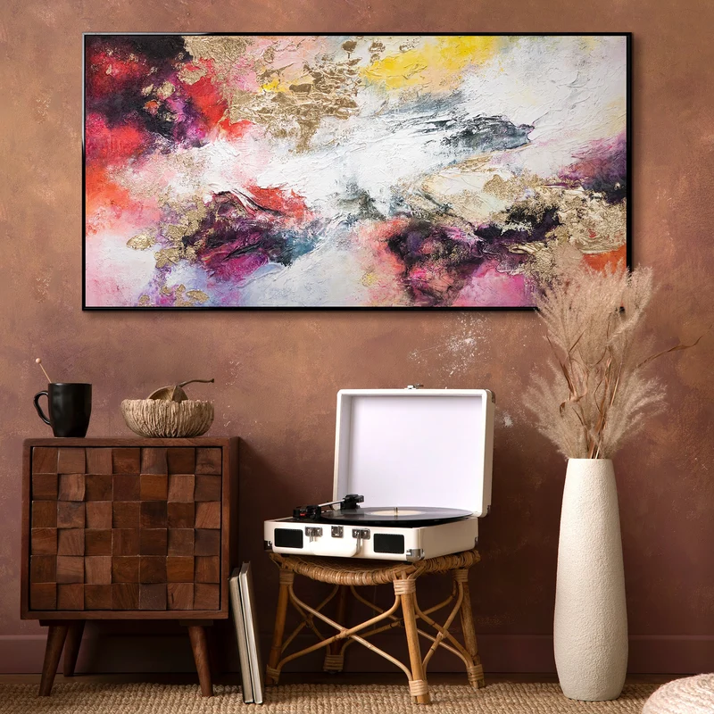 Acrylgemälde auf leinwand, gemälde mit rahmen "Heller Garten"