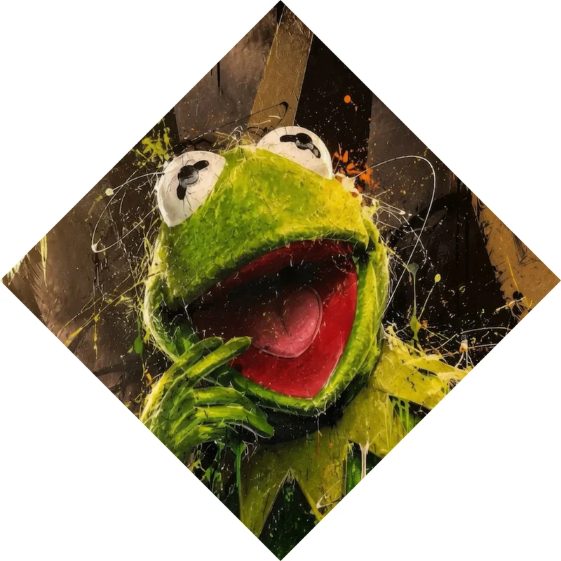 Leinwandbild Modern Art Frosch im Street Art Stil Raute