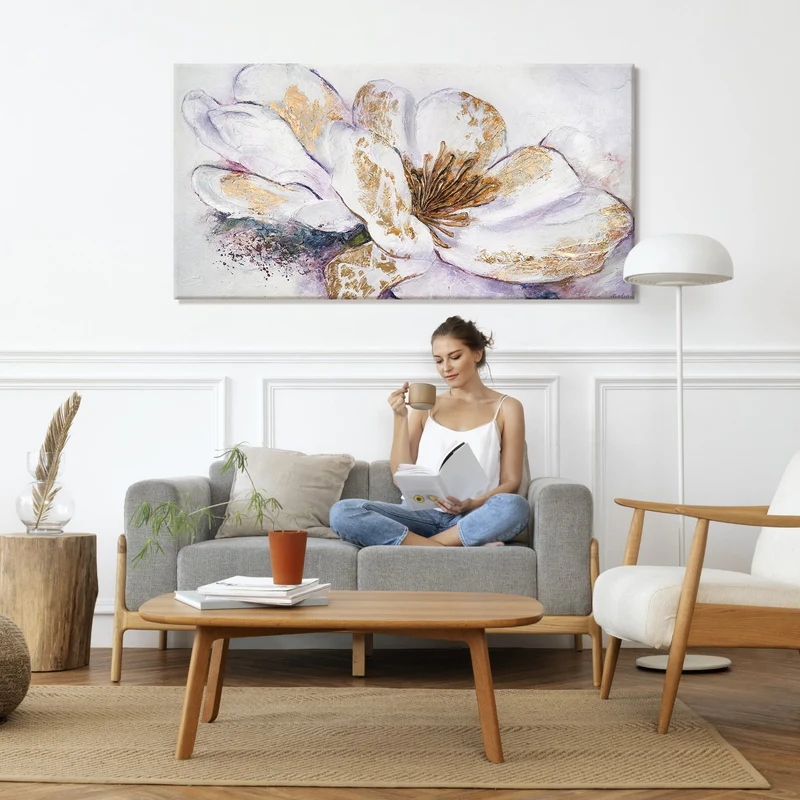 Blumenbilder acryl auf leinwand "Goldene Pfingstrose"