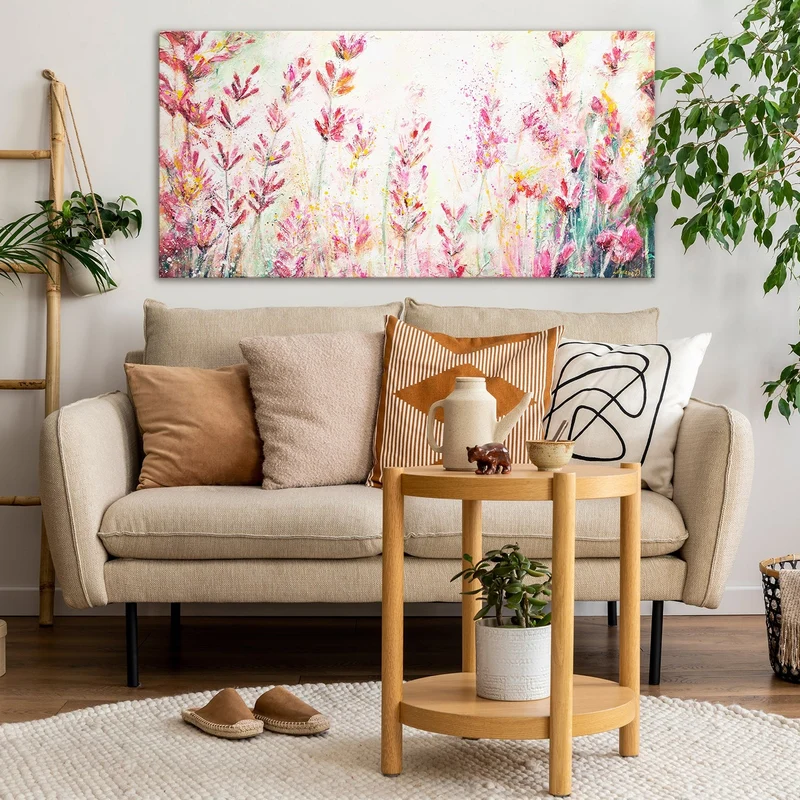 Handgemalte bilder blumen "Juli" 140x70