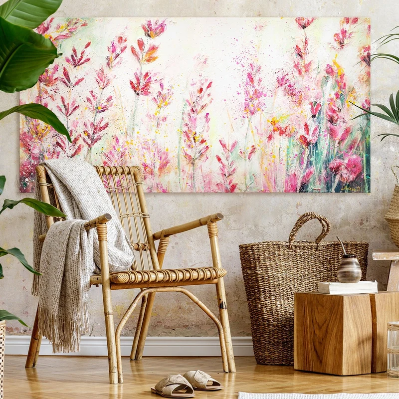 Handgemalte bilder blumen "Juli" 140x70