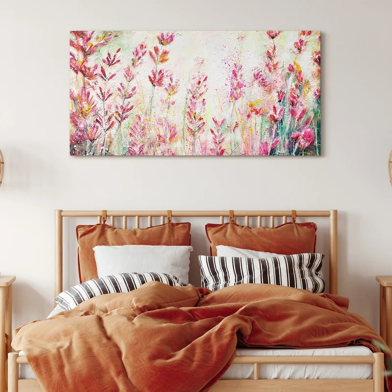 Handgemalte bilder blumen "Juli" 140x70