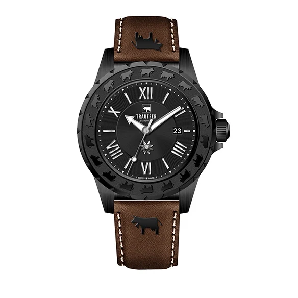 Blackcollection Damen Schwarz Braun 34mm