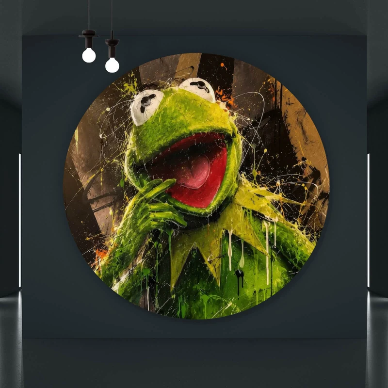 Aluminiumbild gebürstet Modern Art Frosch im Street Art Stil Kreis