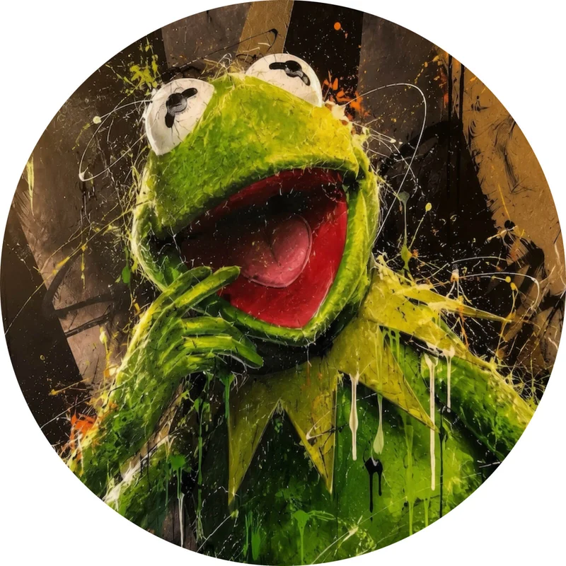 Aluminiumbild Modern Art Frosch im Street Art Stil Kreis