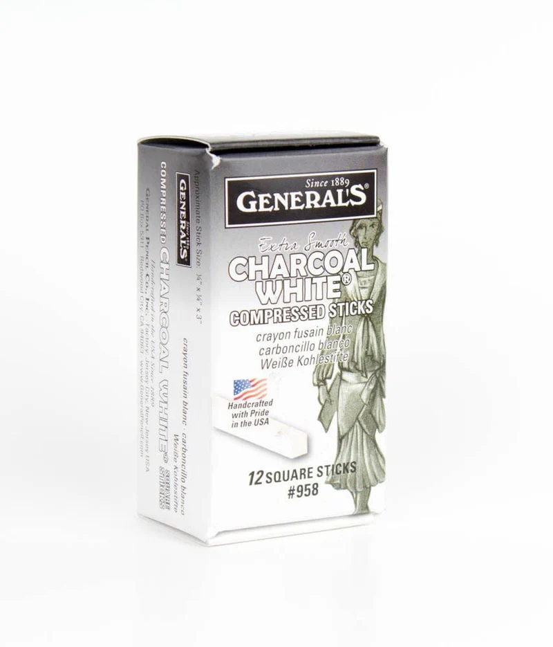 General's Charcoal Compressed Sticks White Bx 12 #958