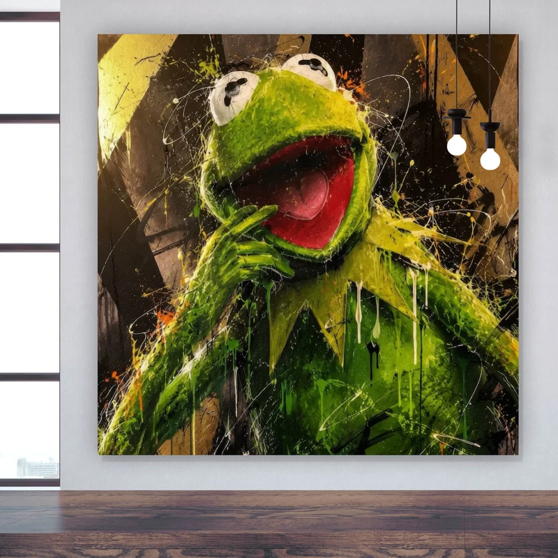 Leinwandbild Modern Art Frosch im Street Art Stil Quadrat