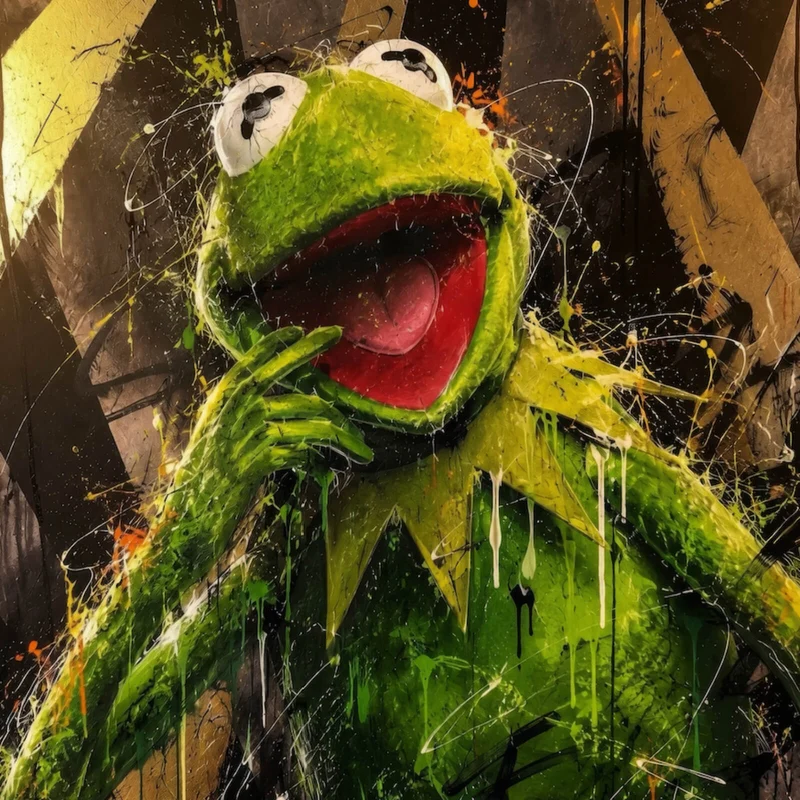 Leinwandbild Modern Art Frosch im Street Art Stil Quadrat